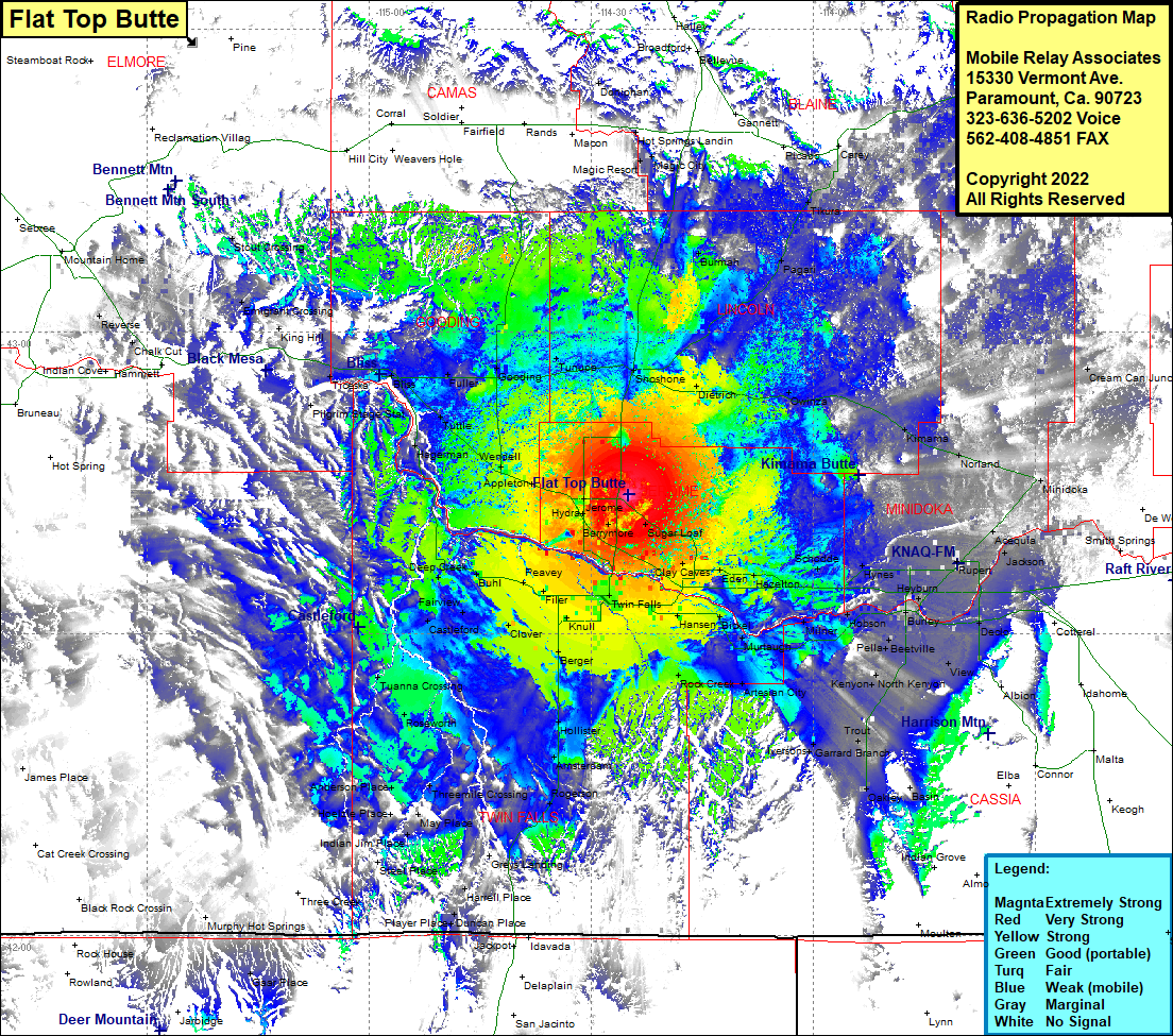 heat map radio coverage Flat Top Butte